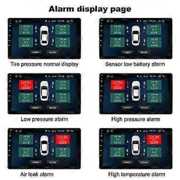 Android Navigation TPMS med 4 Sensorer Alarmsystem USB Android Bil TPMS Trådløs Overførsel Dækovervågning (Ekstern),A