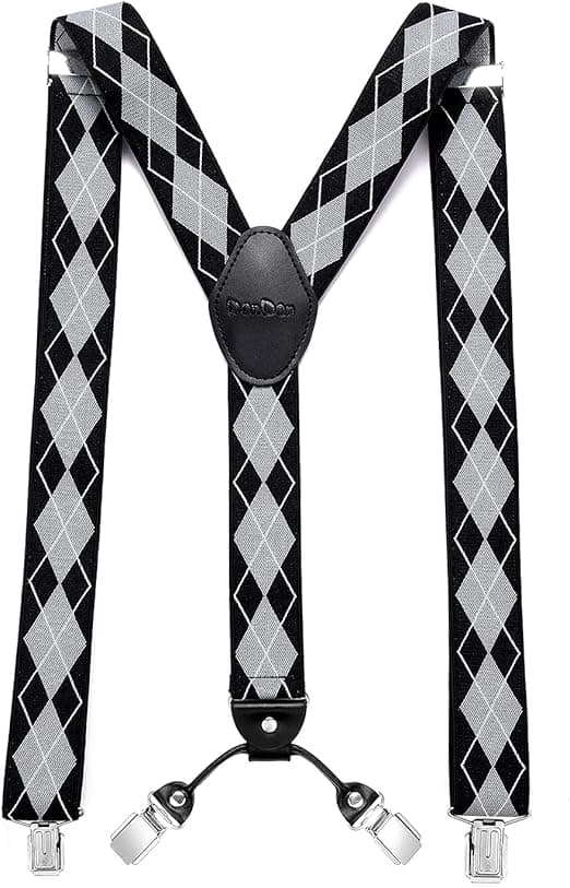 Brede seler for menn 4 klips i elastisk og justerbar Y-modell D,a