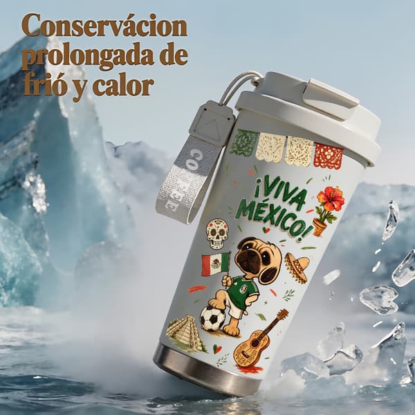 Kaffetermos 500ml Rostfritt Stål Anime Design, Isolerad kaffemugg, läckagesäker resemugg med lock White