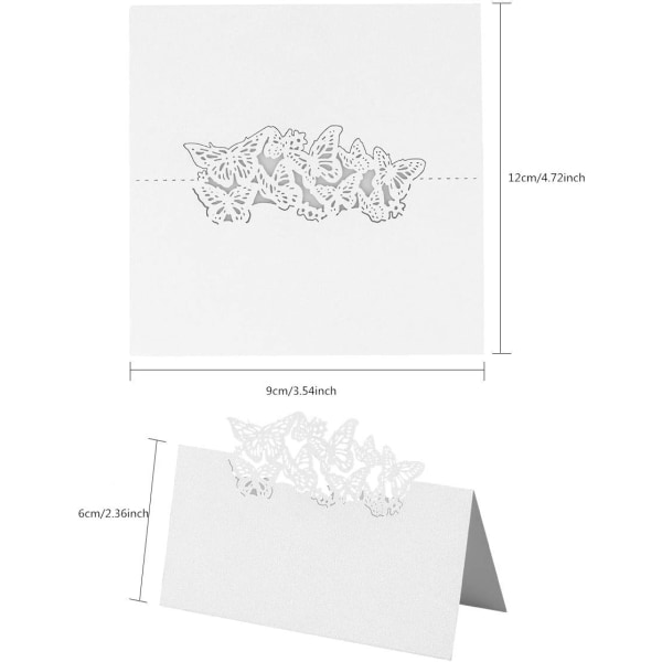 100 st bröllops-3D-fjärilshålplatskort