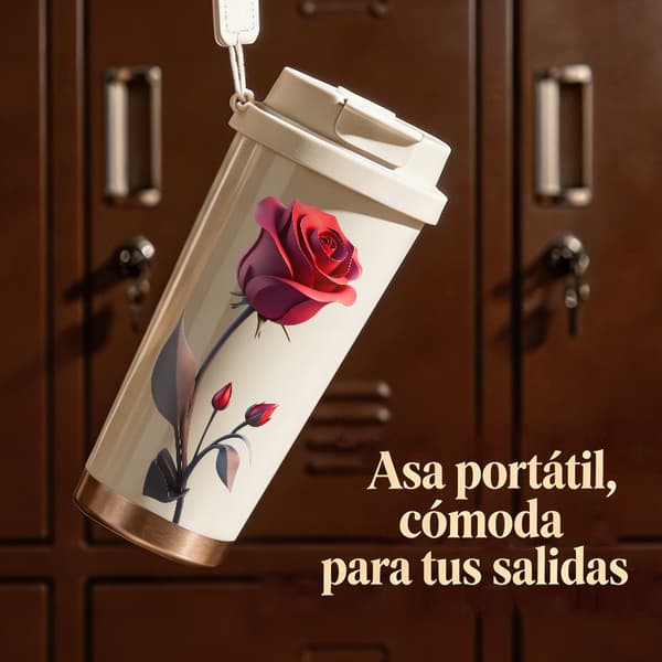 Kaffetermos 500ml Rostfritt Stål Djurdesign, Isolerad kaffemugg, läckagesäker resemugg med lock White