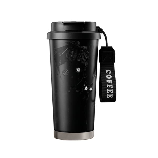 Kaffetermos 500ml Rustfritt Stål Tegneseriedesign Black