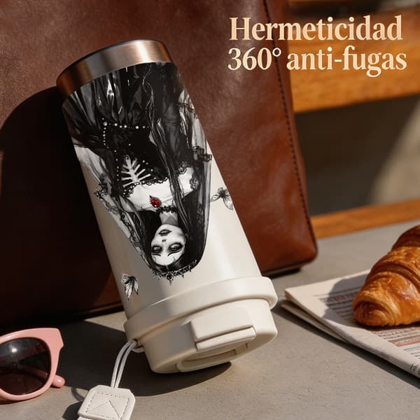 Kaffetermos 500ml Rustfritt Stål Søt Design Black