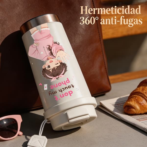 Termoskaffemugg 500ml Bärbar Halloween-design, Isolerad kaffemugg, läckagesäker resemugg med lock Black