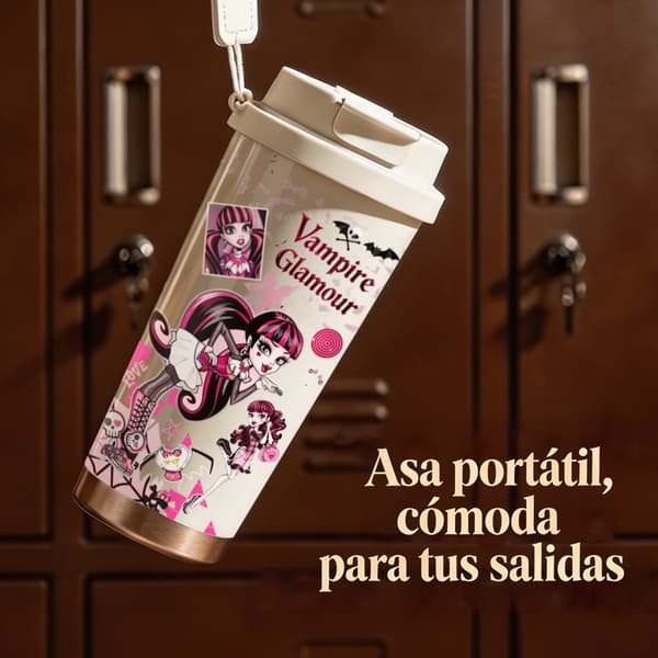 Kaffetermos 500ml Rostfritt Stål Djurdesign, Isolerad kaffemugg, läckagesäker resemugg med lock White