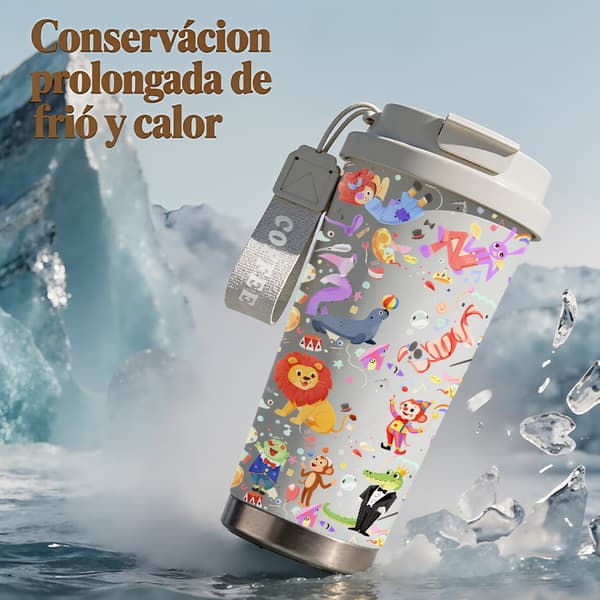 Termokaffekrus 500 ml 316 Rustfrit Stål Farverigt Design White