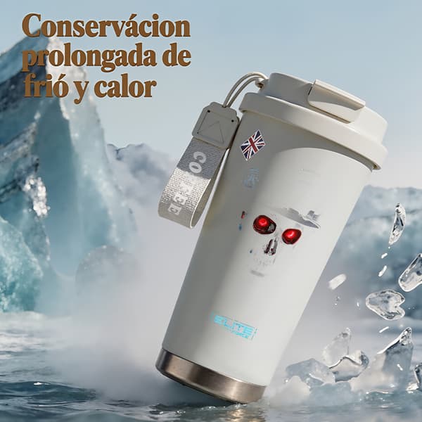 Kaffetermos 500ml Rostfritt Stål Trendig Design, Isolerad kaffemugg, läckagesäker resemugg med lock White