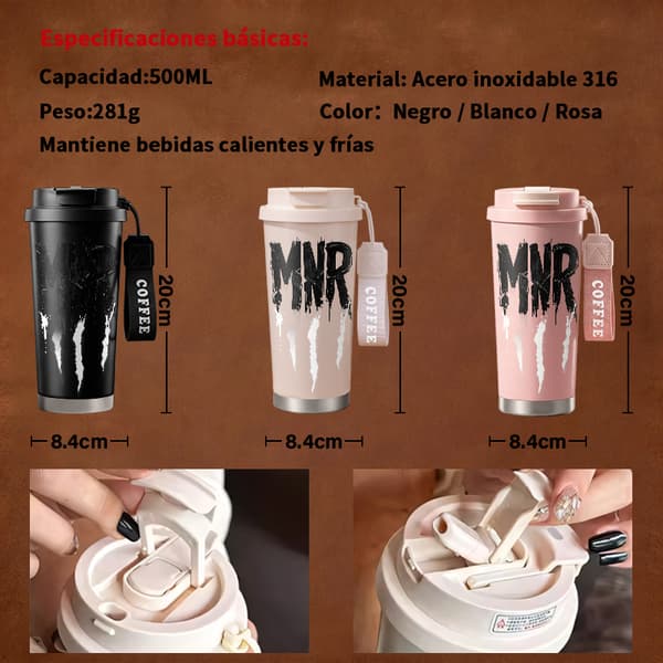 Termokopp 500ml 316 Rustfritt Stål Anime Design Black