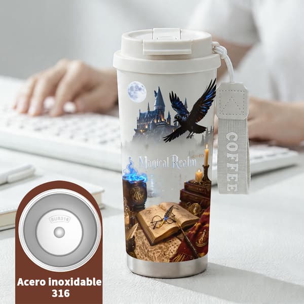 Kaffetermokande 500 ml 316 rustfrit stål Anime-design White