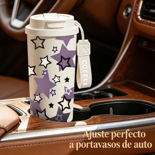 Kaffetermos 500ml Rustfritt Stål Grafisk Design Black