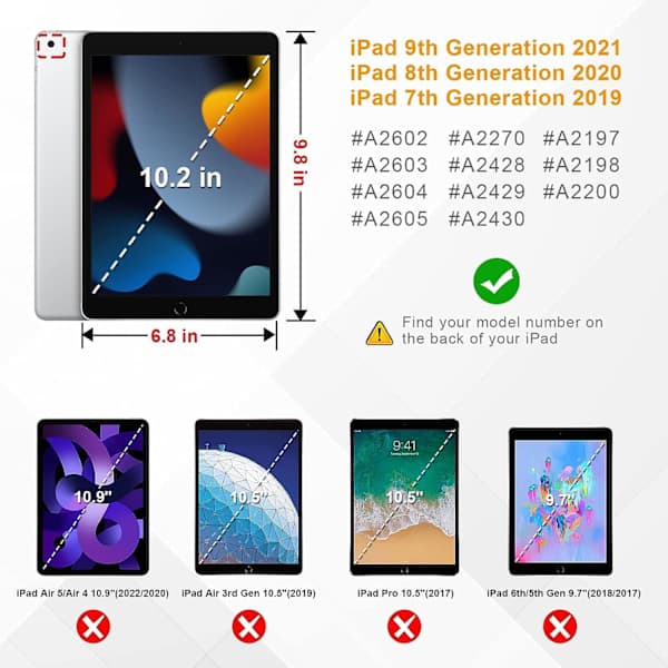 Skyddande fodral för iPad 9:e generationen 2021/ iPad 8:e generationen, A
