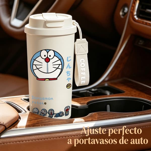 Kaffetermos 500ml Rostfritt Stål Grafisk Design, Isolerad kaffemugg, läckagesäker resemugg med lock White