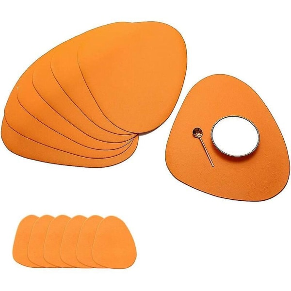 Runda set med 6 st placemats halkfria tvättbara värmebeständiga PVC-placemats för matbord orange-longziming