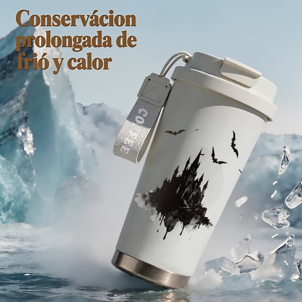 Kaffetermos 500ml 316 Rostfritt Stål Modern Design, Isolerad kaffemugg, läckagesäker resemugg med lock Black