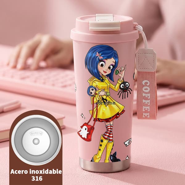 Kaffetermos 500ml Rustfritt Stål Dyredesign Pink