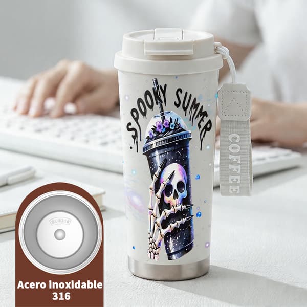 Kaffetermos 500ml 316 Rustfritt Stål Fargerikt Design White