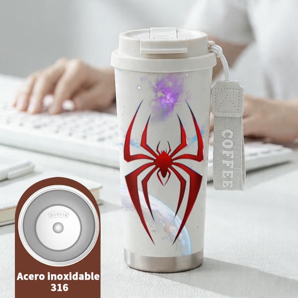 Termisk kaffemugg 500ml lufttätt lock juldesign, Isolerad kaffemugg, läckagesäker resemugg med lock White