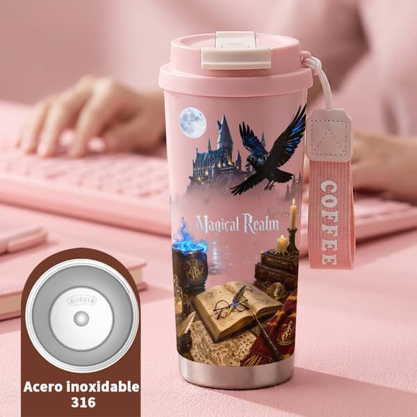 Kaffetermos 500ml 316 Rustfritt Stål Anime Design Pink