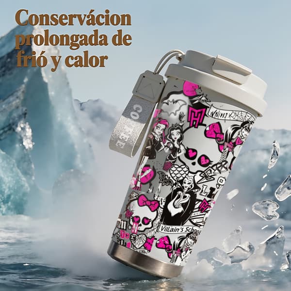 Termosmugg 500ml Rostfritt Stål Anime Design, Isolerad kaffemugg, läckagesäker resemugg med lock Black