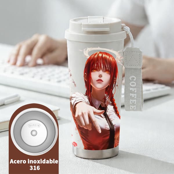 Termisk kaffemugg 500ml 316 rostfritt stål minimalistisk design, isolerad kaffemugg, läckagesäker resemugg med lock White