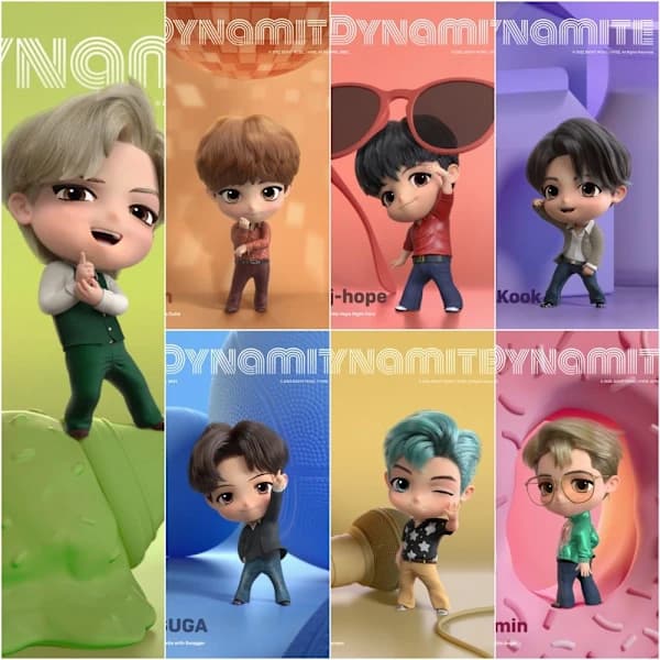 7 stk/sett BTS TinyTAN Dynamite Bangton Boys Figurleketøy