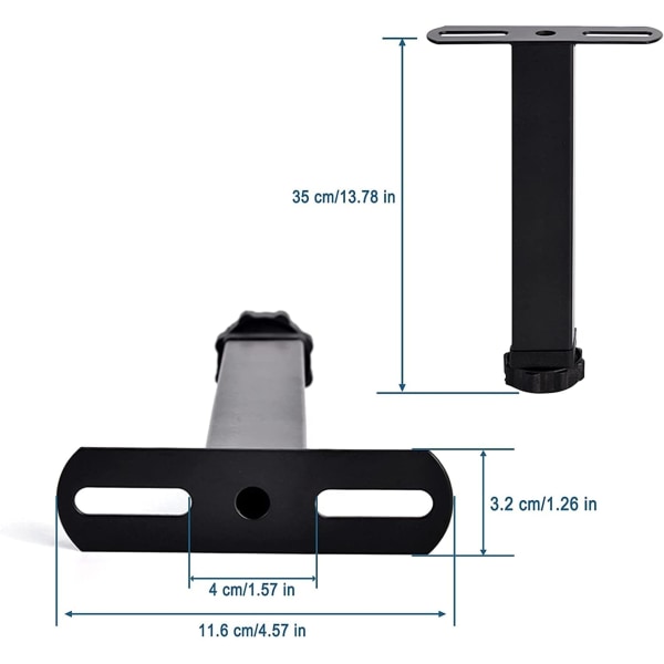 1 st (svart, 35 cm) Säng justerbara ben, metall möbelstöd