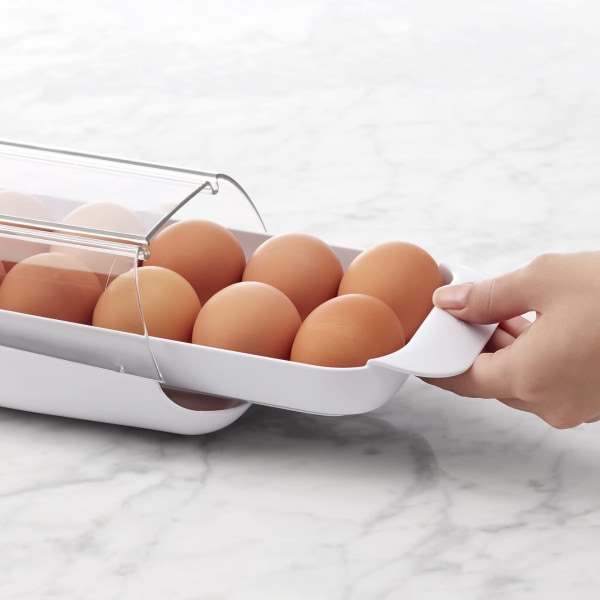 Rolling Egg Organizer for kjøleskap, klar dobbeltlags type