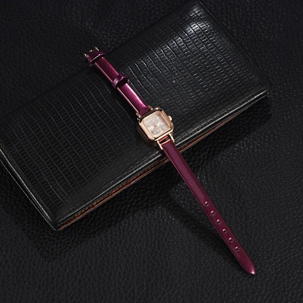 Fashionabla Dam Kvarts Armbandsur Analogt PU-armbandsur (Lila)