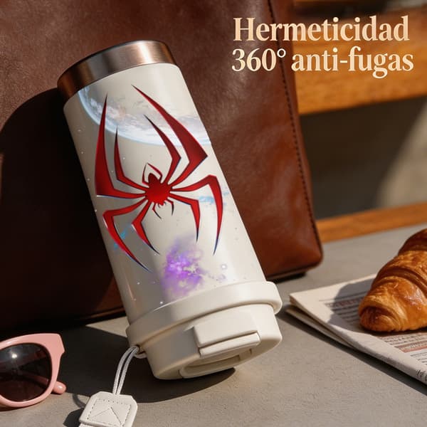 Termisk kaffemugg 500ml lufttätt lock juldesign, Isolerad kaffemugg, läckagesäker resemugg med lock White