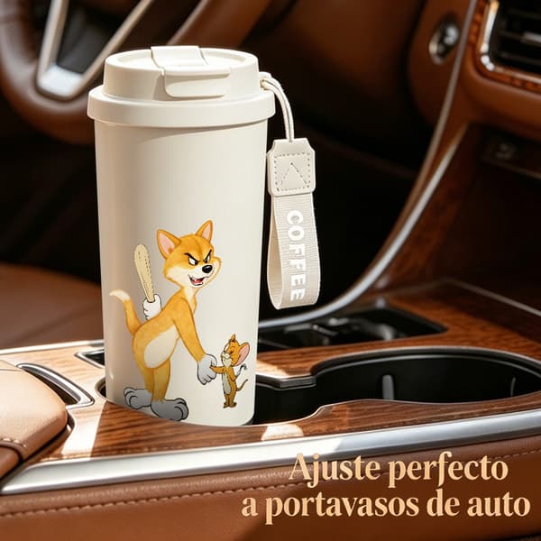 Kaffetermos 500ml Rostfritt Stål Juldesign, Isolerad kaffemugg, läckagesäker resemugg med lock Pink