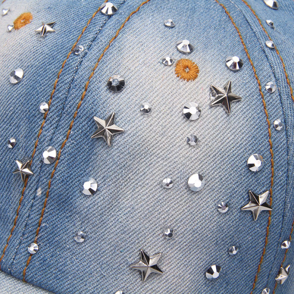 Rhinestone Basebollkeps - Crown, Rhinestone Cowboyhatt, Polka