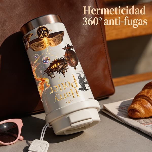 Kaffetermos 500ml 316 Rostfritt Stål Blommig Design, Isolerad kaffemugg, läckagesäker resemugg med lock White