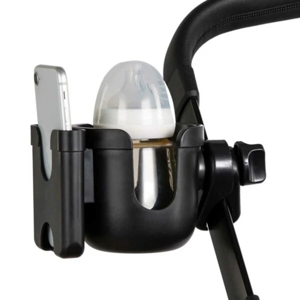 Barnevognsholder til Mobil og Flaske - Mobilholder Flaskeholder Barnevogn sort