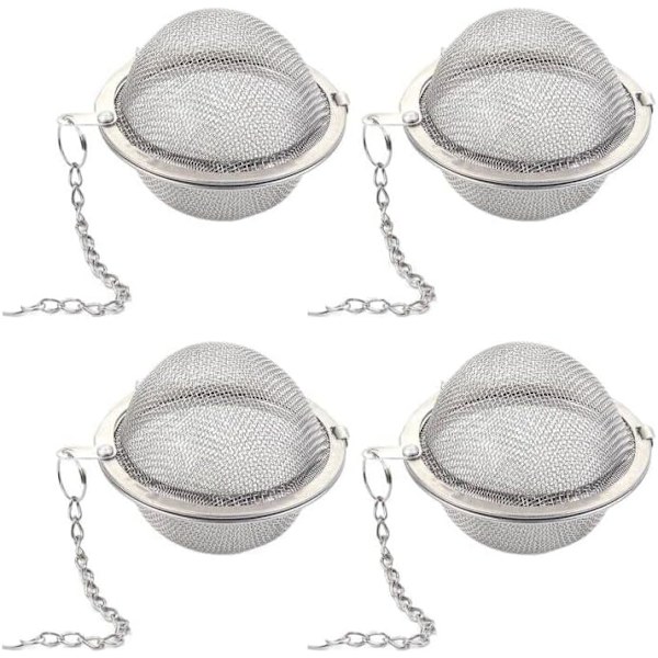 4 stk - Rustfritt Stål Te-Infuser, Te-Sil, 4,5 cm Te-Kule,