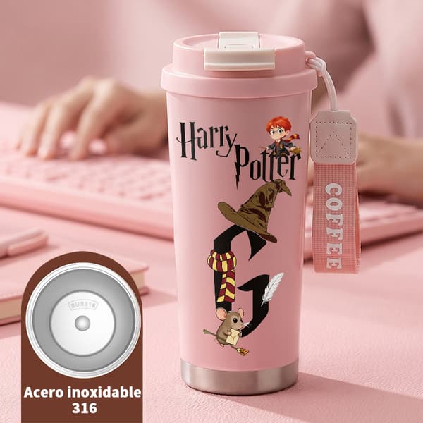 Termokopp 500 ml rustfritt stål kunstnerisk design Pink