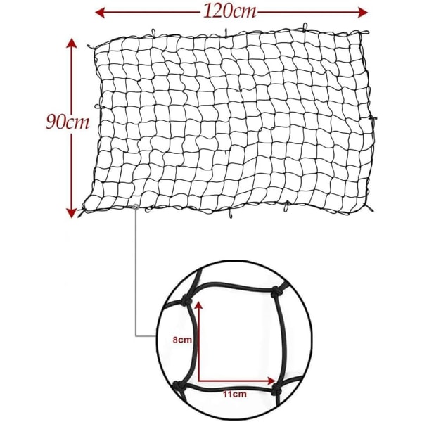 1 stk svart 120*90cm pickup truck bagasjerom bagasje fast nett