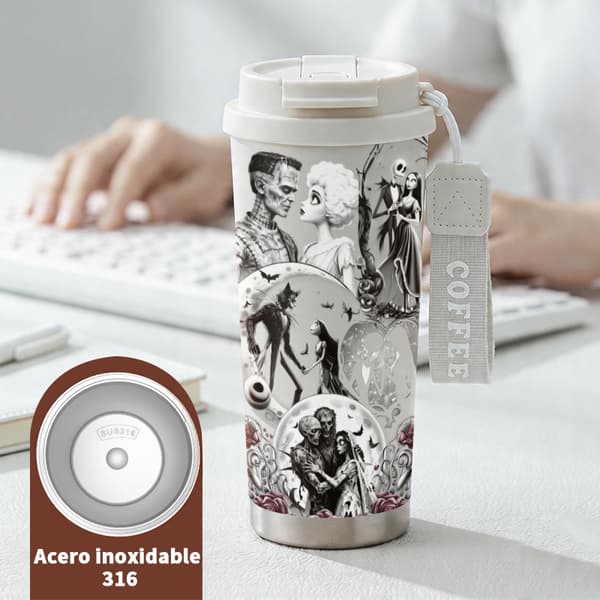 Kaffetermos 500ml Rustfritt Stål Halloween Design White