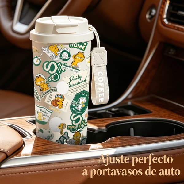 Kaffetermos 500ml Rostfritt Stål Trendig Design, Isolerad kaffemugg, läckagesäker resemugg med lock White