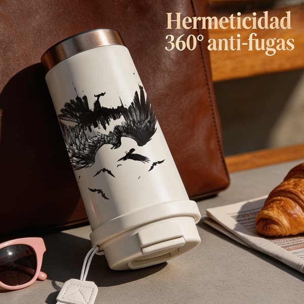 Termisk kaffemugg 500ml läckagesäker djurdesign, Isolerad kaffemugg, läckagesäker resemugg med lock Pink