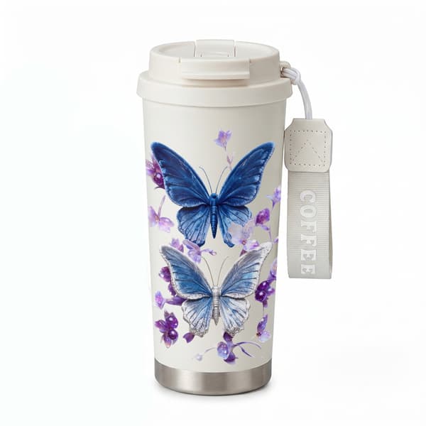 Kaffetermokande 500ml 316 Rustfrit Stål Retro Design White