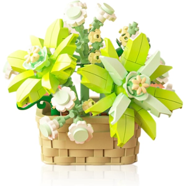 Mini Kukkien Rakennuspalikkasarja, Kasvitieteellinen Kokoelma Syntymäpäivälahja Tytöille Pojille Aikuisille Lapsille 6+ Light green