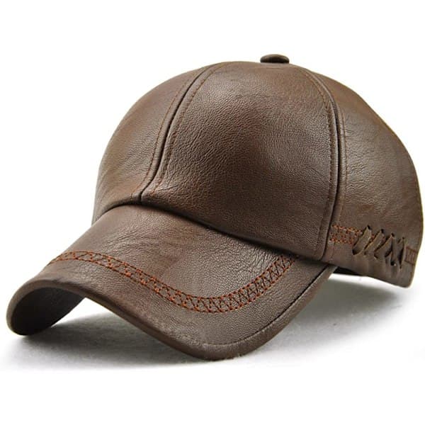 Herr Läder Basebollkeps Justerbar Keps Sportmössa Flat, A
