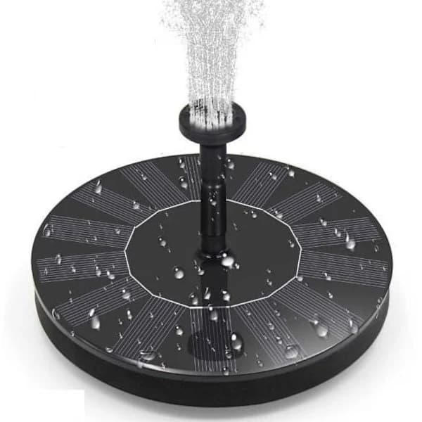 Solcellsdriven vattenfontän 16 cm Svart