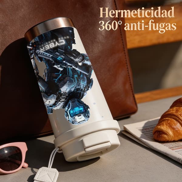 Bærbar Kaffe Termokande 500ml Dobbeltvæg Kunstnerisk Design White
