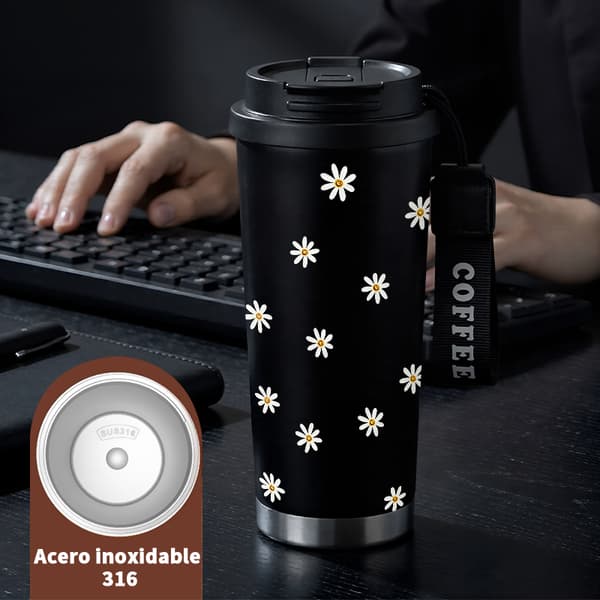 Kaffetermokande 500ml 316 Rustfrit Stål Retro Design Black