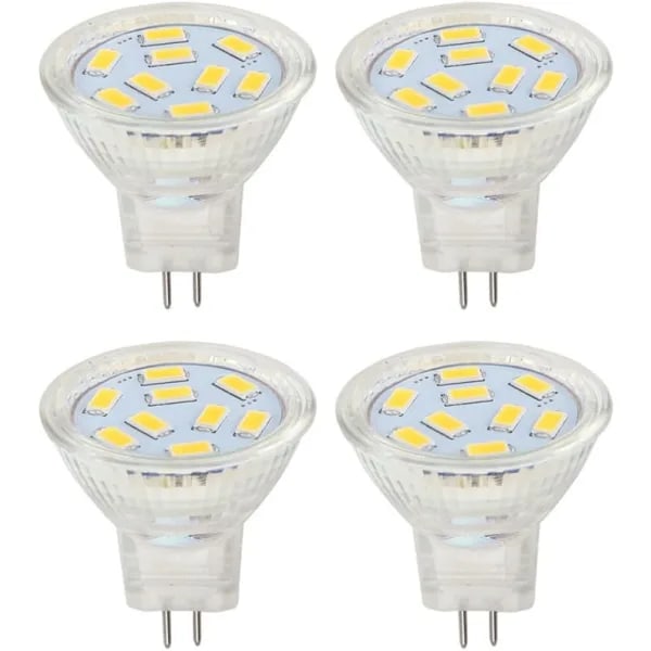 LED MR11-lampor 2W 12V, GU4 Varmvit 3000K, motsvarande 20W halogenlampa, MR11 G4/GU4.0 LED-lampa (4-pack)