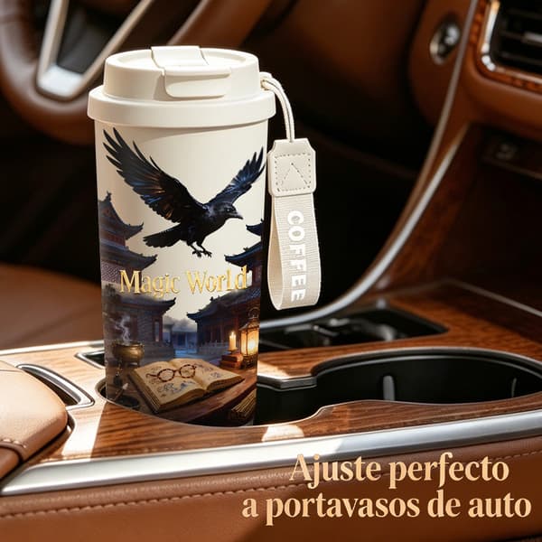 Termisk kaffekopp 500ml rustfritt stål grafisk design Black