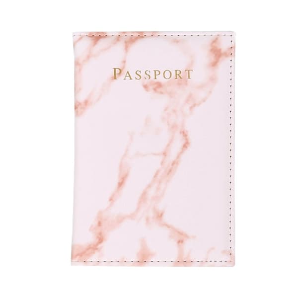Pasfodral Pasholder Rosa Marmor Læder Guld Hvid