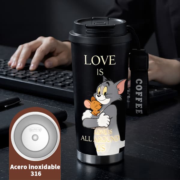 Kaffetermokande 500ml 316 Rustfrit Stål Abstrakt Design Black