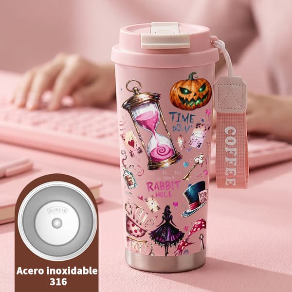 Kaffetermos 500ml Rustfritt Stål Kunstnerisk Design Pink